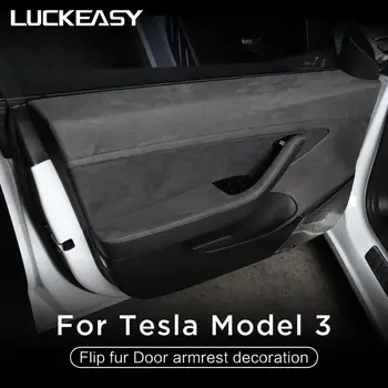 LUCKEASY Auto Flip kožešiny Dveře, loketní opěrka ochranný Pro Tesla model 3 2017-2020 Ochranné Dveře ochranný Film Nálepku (ŠEDÁ)