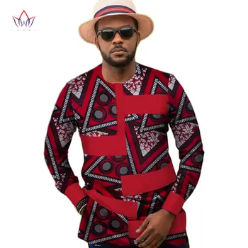 Africké Košile Pro Muže Plný Rukáv Nigerijští Muži Oblečení Límce Africké Tradiční Bavlněné Oblečení Pro Muže, Velká Velikost WYN400