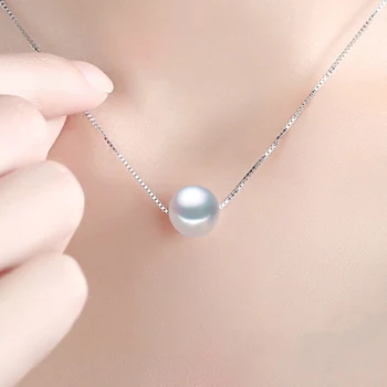 Perlový Náhrdelník 925 Sterling Silver 6-8mm pearl, Skutečný Přírodní Sladkovodní Pearl Přívěsek Náhrdelník Pro Ženy Jemné Šperky Dárek