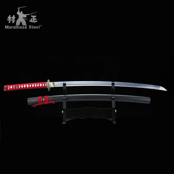 Skutečné Handmade Japonská Katana Pružinové Oceli Čepel Full Tang Ostré Připraven K Boji Samurajský Meč-Černé Dřevo Pouzdro /Red