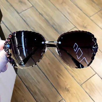 2020 Vrtaných Luxusní Značkové sluneční Brýle, Ženy, Vintage Drahokamu Bling Sluneční Brýle Odstín pro Ženy Gafas brýle dámské růžové
