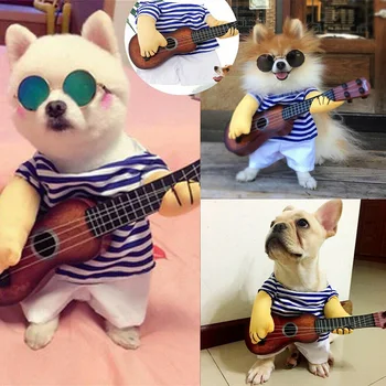 Vtipné Kytarista Cosplay Kostým Psa Pro Malého Psa Velkým Psem Pet Kočka Legrační Zlatý Retrívr Halloween Party Atypické Oblečení