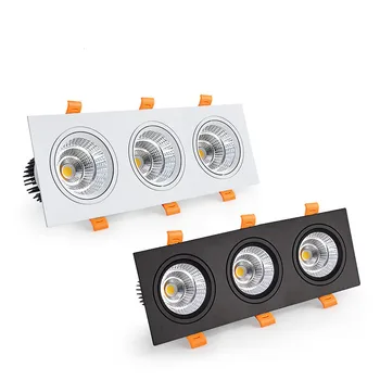 Super Světlé Zapuštěné LED Stmívatelné 3 hlavy Čtvercové Downlight COB 3x7W 3x9W 3x12W LED Bodové světlo Stropní Svítidlo AC 110V 220V