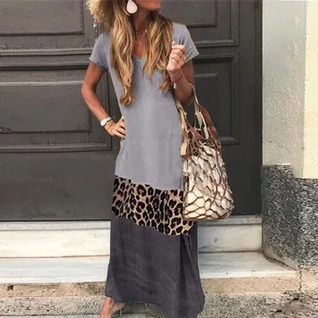Dámské sexy šití barva, tří-dimenzionální smysl šaty módní leopardí vzor dámské dlouhé sukně spolu nakupovat casual