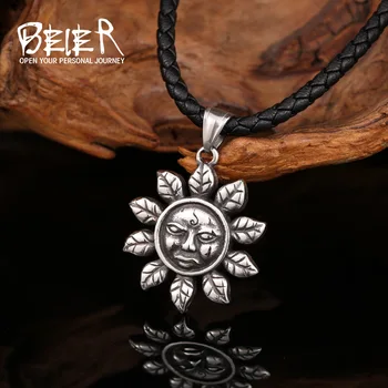 Z nerezové Oceli Sun Flower Lebka Přívěsek Řetěz Náhrdelník, pánské Šperky LHP176