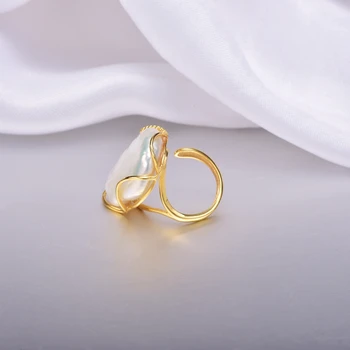 [YS] 925 Stříbrný Prsten 20-28 mm Velké Velikosti Barokní Nepravidelné Perlový Prsten