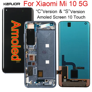 Amoled Displej Pro Xiaomi Mi 10 5G LCD Displej Dotykový Displej Originální Digitizer Shromáždění Pro Xiaomi Mi10 Mi 10 Obrazovka S Rámem