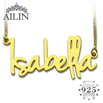 AILIN 18K Gold Plated Barva Osobní Jméno Náhrdelník Ženy 925 Silver Vlastní arabské Jméno Přívěsek Valentine Vánoční Šperky