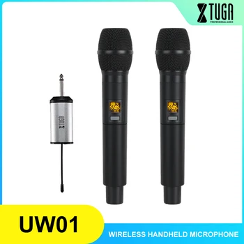 XTUGA UW-01 UHF Bezdrátový Mikrofon Systém Kapesní LED Mikrofon UHF Reproduktor s Přenosný Přijímač
