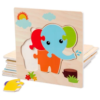3D Dřevěné Puzzle Puzzle Baby Hračky pro Děti, Dřevěné Zvíře Montessori Puzzle, Hlavolam, Vzdělávací Hračky Puzzle pro Děti od 3 Let