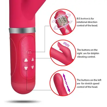 HIMALL USB Nabíjení Multi-rychlostní Vibrátor 360 Stupňů Rotující Silikonové Škálovatelné Korálky Kouzelná Hůlka Masér Sex hračky Pro ženy