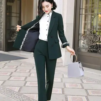 2019 Nové ženy office lady pant obleky vysoké kvality OL blazer oblek bundy s kotník délka kalhot červená sada dvou kusů suit