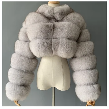 Přírodní Krátké Real Fox Kožešiny Bunda Dámská Zimní Svrchní Oděv Celá Kůže Originální Fox Kožešiny Kabát Štíhlé Ženy Módní Kožešinové Kabáty Plus Velikost