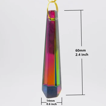 60MM Barevné Crystal Prism Lustr Přívěsek Rainbow DIY Závěsné Ozdoby Domácí Svatební Party Nový Rok Dekorace 12KS
