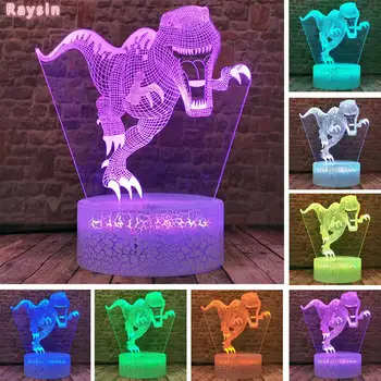 Jurský Svět, Tyrannosaurus Rex Mark 3D Hra LED Noční Světlo 7 Změna Barvy Touch Náladu Lampa Art Home Dekor Chlapci Pokles lodní dopravy