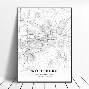 Munster Wolfsburg Monchengladbach Gelsenkirchen Hagen Paderborn Německo Plátno Umění Mapě Plakát
