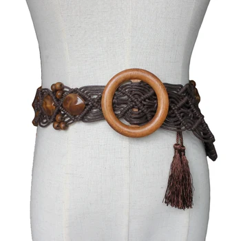 české ženy retro uzel tkané pásy pás velký drahokamy střapec dekorace design korzet popruhy pletené pás pro ženy, příslušenství