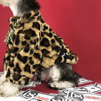 Módní leopard měkké Plyšové Zimní Teplé Psí Oblečení pro Malé Psy Pet Kočka Vesta Štěně Srst Shih-Tzu, Čivava Oblečení, ropa perro