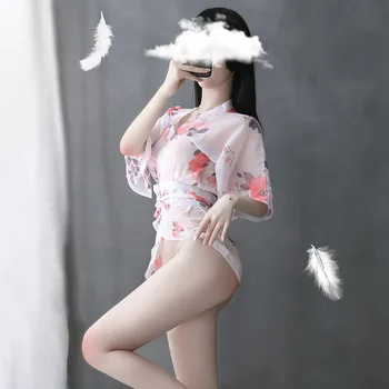 Japonský Styl Spaní Haori Župan Flower Tradiční Sexy Porno Noc Šaty Šaty Gejša Yukata Kimono Ženy Vintage Oblečení Na Spaní