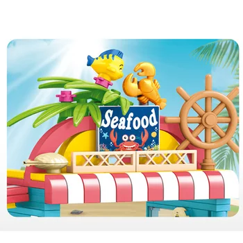 490pcs Přímořské Rybí Restaurace Stavební Bloky Přátele Prázdninové Setkání Jídelna Model Cihly Vzdělávací Hračky Pro Dívky