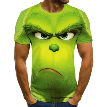 Nové 3D dítě mu Tištěné T-shirt Film Grinch Trička Módní Roztomilé Zvířecí Vzor Chlapci A Dívky Módní Oblečení Tričko Size4T-14T