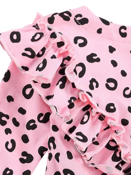 Holčička Oblečení Novorozence Módní Podzim Leopard tisk Bavlněné tričko, Kalhoty Spadnout Batole Dívky Oblečení Oblek Pro 0-3 Roky
