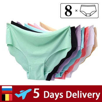 8ks/lot Ženy, Kalhotky, Bezešvé Kalhotky Sada Ice Hedvábí spodní Prádlo, Sexy Tanga Ultra-Tenké spodní Prádlo Měkké Slipy Kalhoty #F