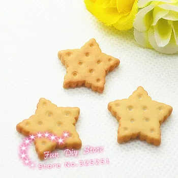 Pryskyřice hvězda soubory cookie imitace potravin Cabochon Plochá zadní dekorace 50ks/mnoho 22mm