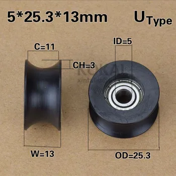 [U0525-13]Doprava Zdarma 10pcs nízká hlučnost vnější průměr 25mm, vnitřní průměr 5 mm 625ZZ rýhované kolečko řemenice 5*25*13