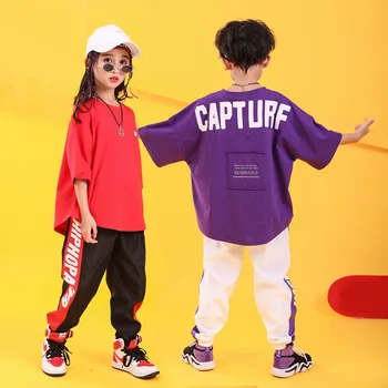 Fázi Soutěže Letní Jazz, Hiphop Dance Kostýmy Hip Hop Oblečení Děti Pop, Street Dance Wear tepláková souprava pro Děti Chlapci Dívky