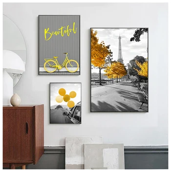 Černá A Bílá Krajina Severských Plátno Obraz Umění Žluté Scenérie Nástěnné Obrázky Pro Obývací Pokoj Dekorace Plakát A Tisk