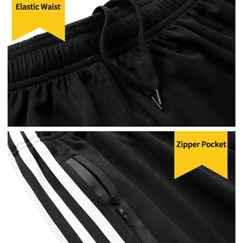 Jogger Kalhoty Muži Pruhované Běží Sportovní Kalhoty S Kapsou na Zip Tělocvična Trénink Prodyšné Polyesterové Dlouhé kalhoty Cvičení Kalhoty Muži