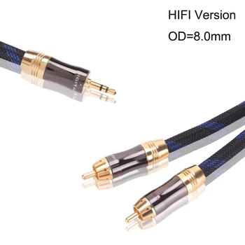 HI-0,5 m,1m,1,5 m,2m,3m,5m 3,5 mm na 2 RCA Audio kabel 3,5 MM samec na 2 Rca Male Stereo Kabel pro iPhone, MP3, DVD, Zesilovač