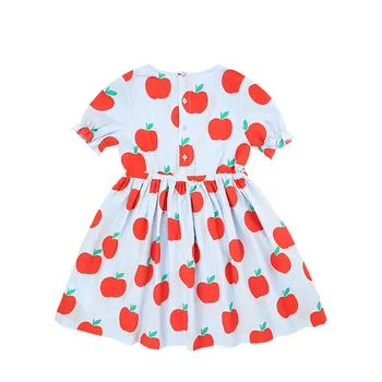 Dítě Šaty 2020 Bebe Zbrusu Nové Letní Dívky Roztomilé Červené Jablko Tisk Krátký Rukáv Princezna Šaty Baby Dětské Módní Oblečení