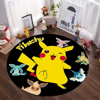Pikachu Pokemon Kreslených anime postava kolo pad Anti-slip koberec, obývací pokoj, dětský pokoj koberec Domácí Pokoj dekorace polštář