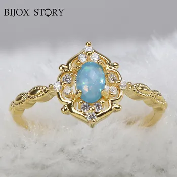 BIJOX PŘÍBĚH vintage 925 sterling silver šperky prsten opál drahokam prsteny pro ženy, svatební výročí dárek velikost 6-10