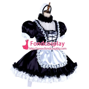 Uzamykatelné Sissy maid šaty Saténové Uniformy cosplay kostým šitý na Míru[G1998]