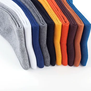 Nové Pánské jednobarevné Obchodní Trubice Bavlna Zimní Ležérní Týden Zvyšovat Dlouhé Deodorant Ponožky 5 Páru