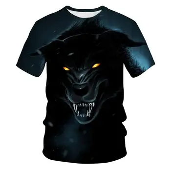 Nejnovější Wolf 3D Print T Shirt Zvíře Cool Funny T-Shirt Men Krátký Rukáv Letní Topy Trička Módní Tričko Wolf Male Plus SizeBoys