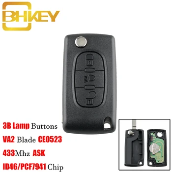 BHKEY 3Buttons Kontrolka Dálkového klíče od Auta CE0536 433Mhz Pro Citroen C4 C5 C6 C8 VA2 Blade, Auto Klíče Fob