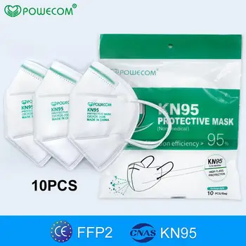 POWECOM 10KS Opakovaně FFP2 Maska CE certifikace KN95 Ochranné Masky 5 Vrstva Filtrační Maska na Obličej Prachu Ústa Kryt Muflové Masky