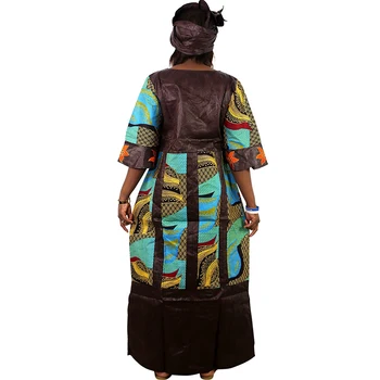 MD africké šaty pro ženy, dámy dashiki vosk šaty s headtie bazin riche tradiční oblečení ženské 2020 župan africaine