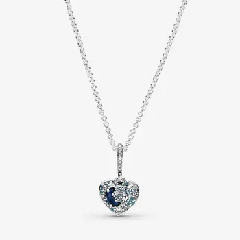 2020 NOVÝ Styl 925 Sterling Silver Šumivé Modré crystal Měsíc a Hvězdy Srdce Náhrdelník Pro Ženy Luxusní Módní Šperky DIY