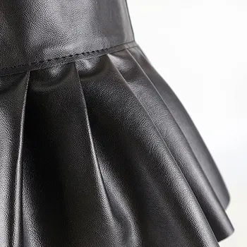 Dámské Sexy Mini Sukně Dámy Femem Umělé Kůže Skládaný Boční Split Ozdobil Posetá Sukně pro Večerní párty Clubwear