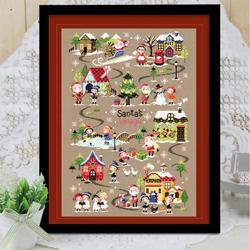 Zlata Kolekce Krásné Počítají Cross Stitch Kit Santa ' s Village Town City Vánoční Zimní Sníh, a TAK