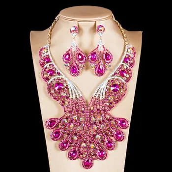 LAN PALACE luxusní šperky set indické šperky set svatební zásnubní náhrdelník a náušnice pro party doprava zdarma