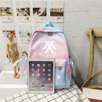 Korejské Kpop MONSTA X Ženy Batoh Gradient Růžové Bagpack Vodotěsné Laptop Batoh Plátno, Školní Tašky Nylon Cestovní Batoh