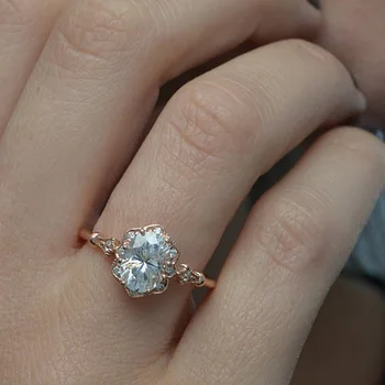 14K Bílé Prsten pro Ženy Oválný Vánoční Diamant Snubní Prsten pro Ženy Snubní prsteny Diamond 14K Zlatý Prsten pro Luxusní Šperky