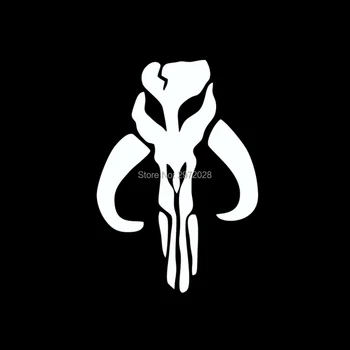 10 x Cool Design Bioworld Boba Fett Mandalorianské Mythosaur Lebky Okno Auta Vinyl Obtisk Samolepky Černá, Reflexní Stříbrná