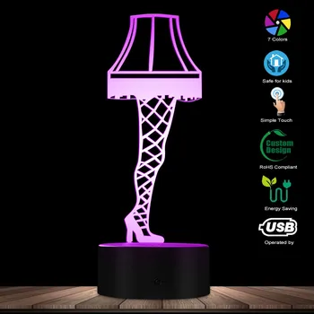 3D Optické iluze Noha Lampy Z Vánočního Příběhu Sexy Hedvábné Punčochy Nohy Noční světlo Stolní Lampa Zářící Led Vizuální Lampa Světlo